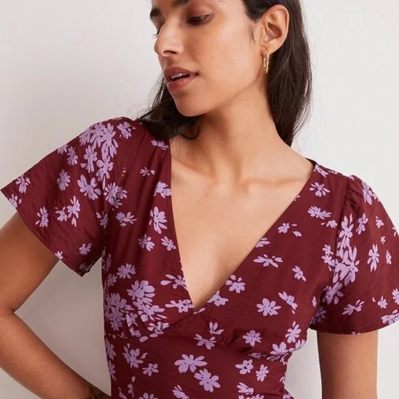 Sz 4 Dark Purple Floral Madewell Dress - Picture 3 of 4